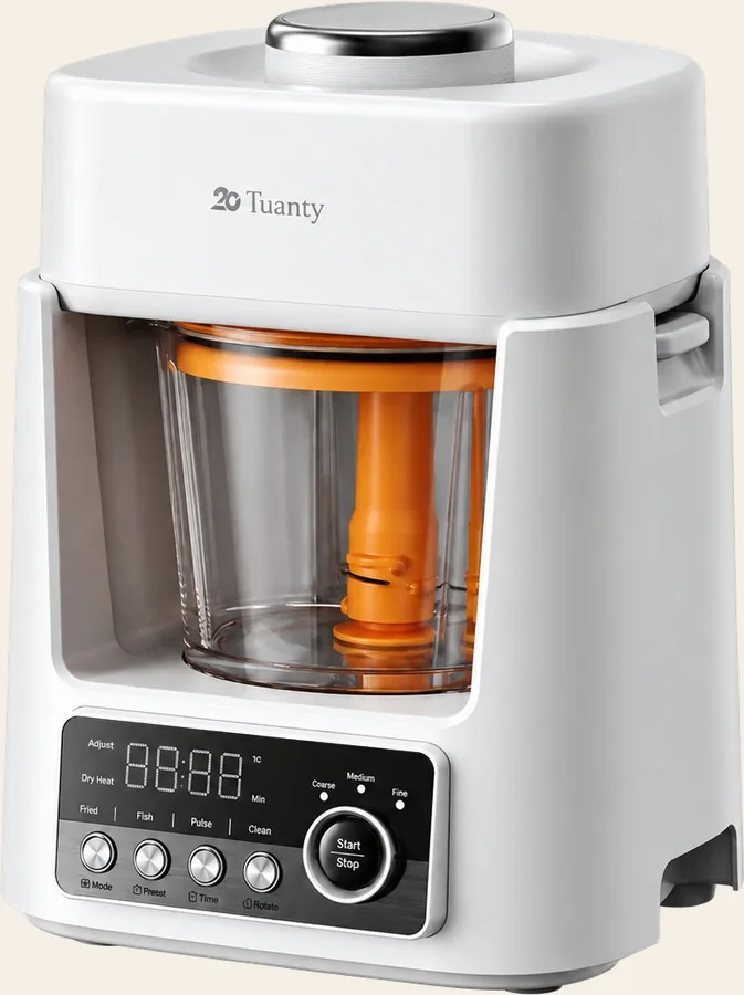 Tuanty Frischfutterzubereiter Modell TT-PFFM10 in Wei&szlig; mit Glasschale und Bedienfeld